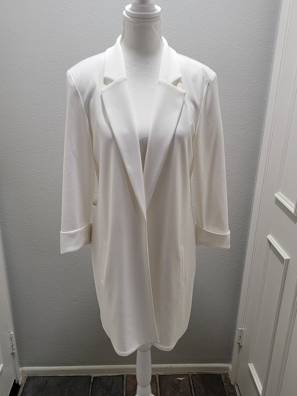 Joseph Ribkoff Cream Open-Front Long Blazer